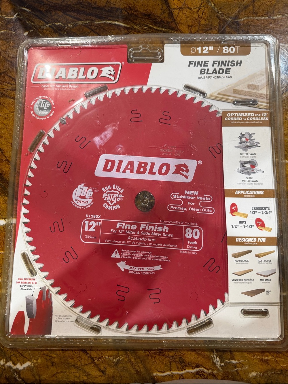 12" Fine Finish Blade - Red (80T)